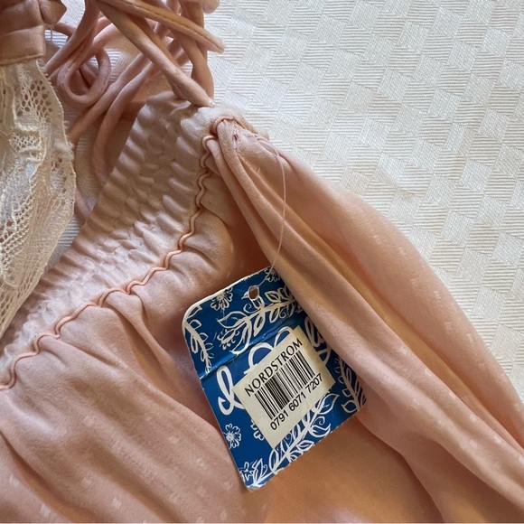 Intimately Free People Blush Pink Mini Light Polka Dot Slip with Lace Trim - Picture 10 of 12